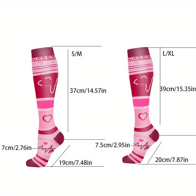 6 Pairs Women'S Compression Socks for Outdoor Cycling, Non-Slip Supportive Sports Socks, High Elasticity Fitness Socks, Thigh Beautification, Calf Support Socks - Polyester 75.0%, Elastane 25.0%, Machine Washable, All-Season Wear, Cycling A