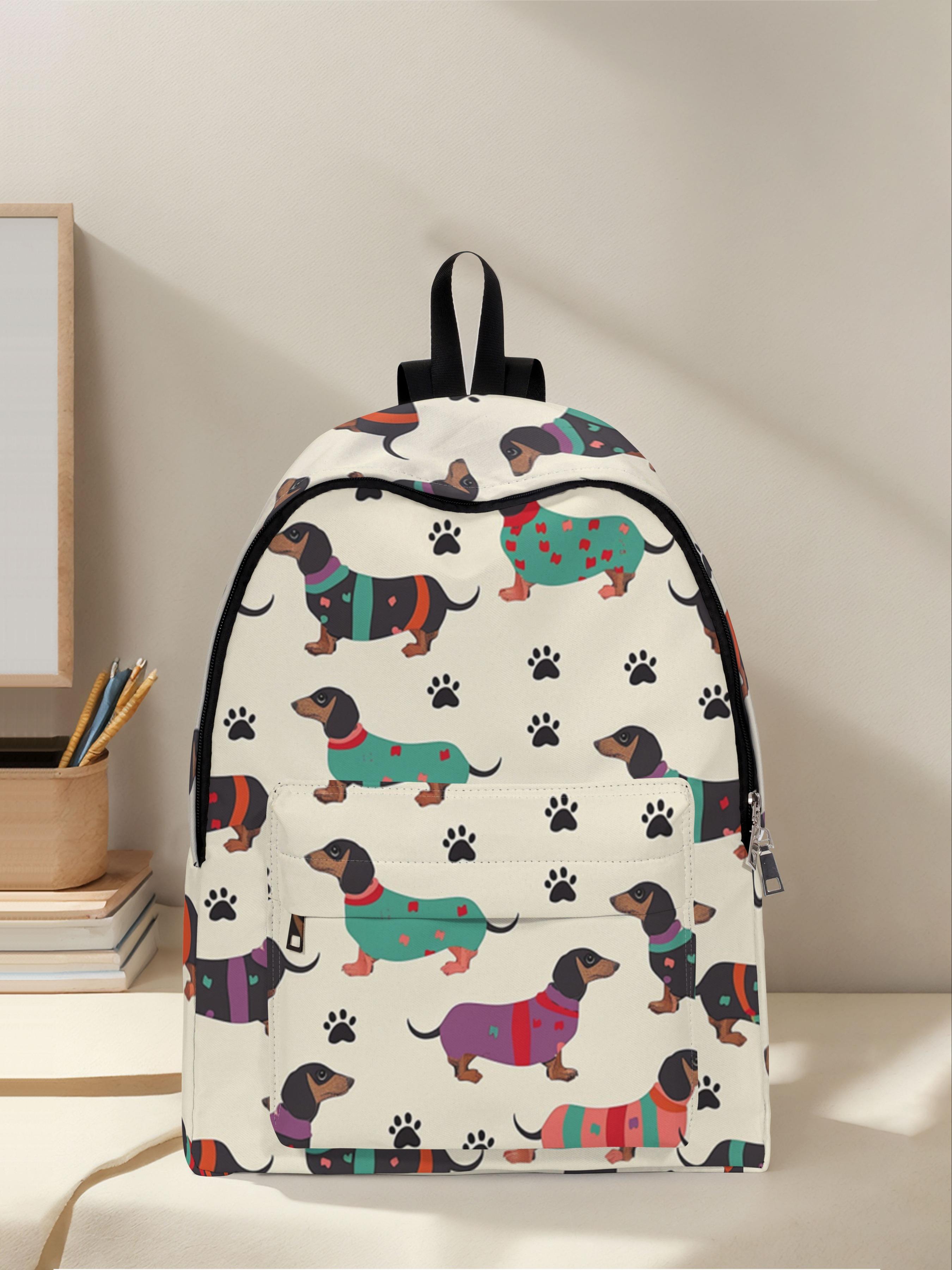 Dog Pattern Casual Printed Backpack, Fun Design for Daily Use with Spacious Storage, Ideal for School, Business Trips, and Travel