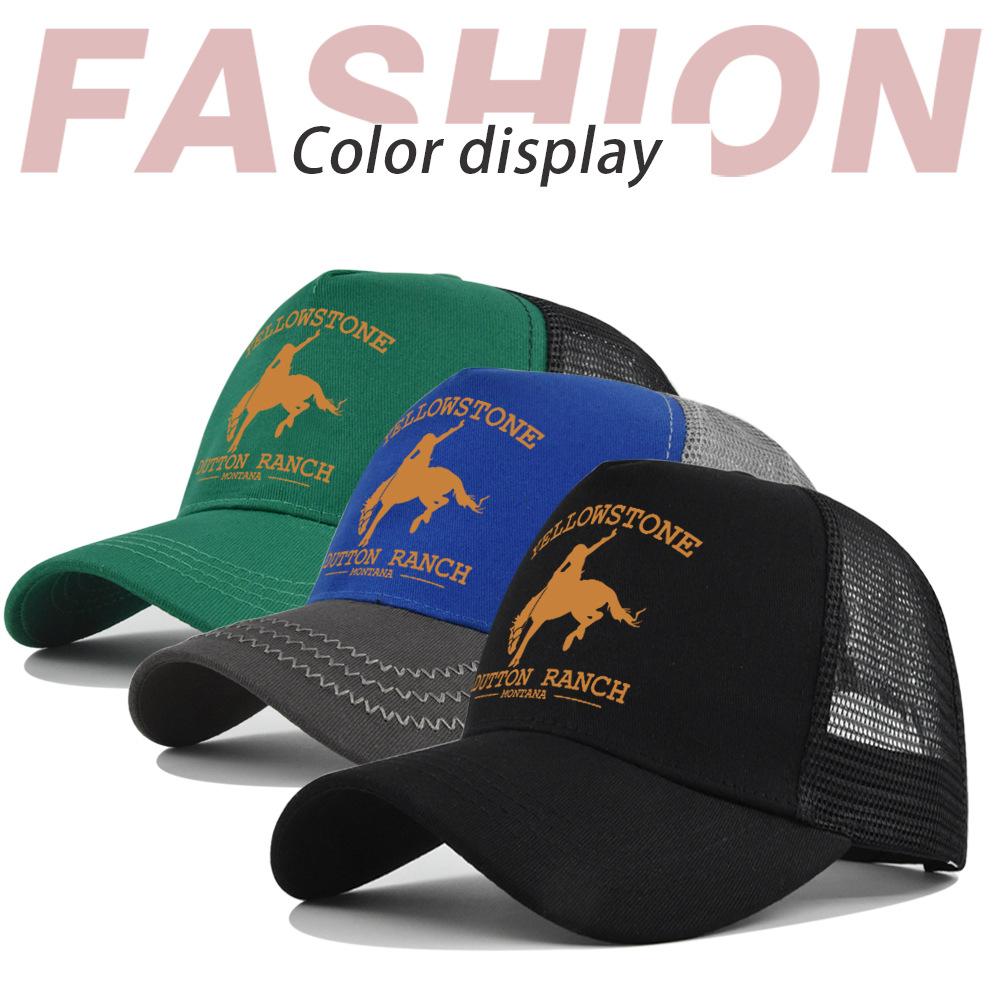 Best-selling Yellowstone baseball cap, screen-printed Yellowstone mesh cap, printed duckbill cap, unisex washable breathable sun hat