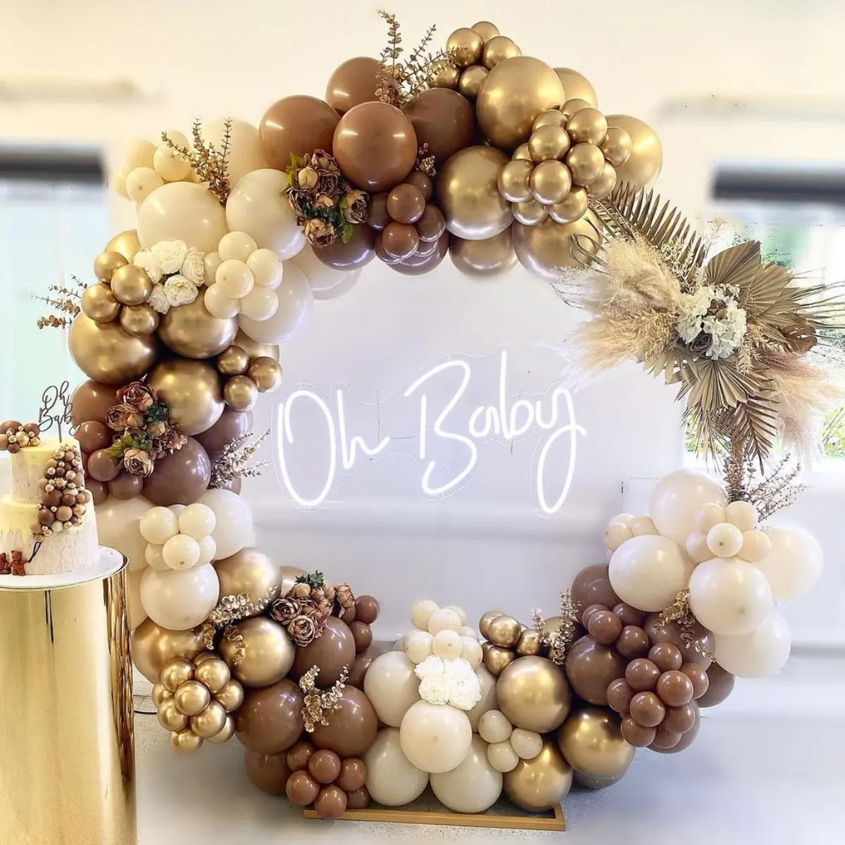 150pcs Golden Beige Coffee Balloon Garland Arch Kit, Balloon Arch Set, Baby Shower 1st Birthday Party Decorations Balloons, Wedding Engagement Baptism Decor