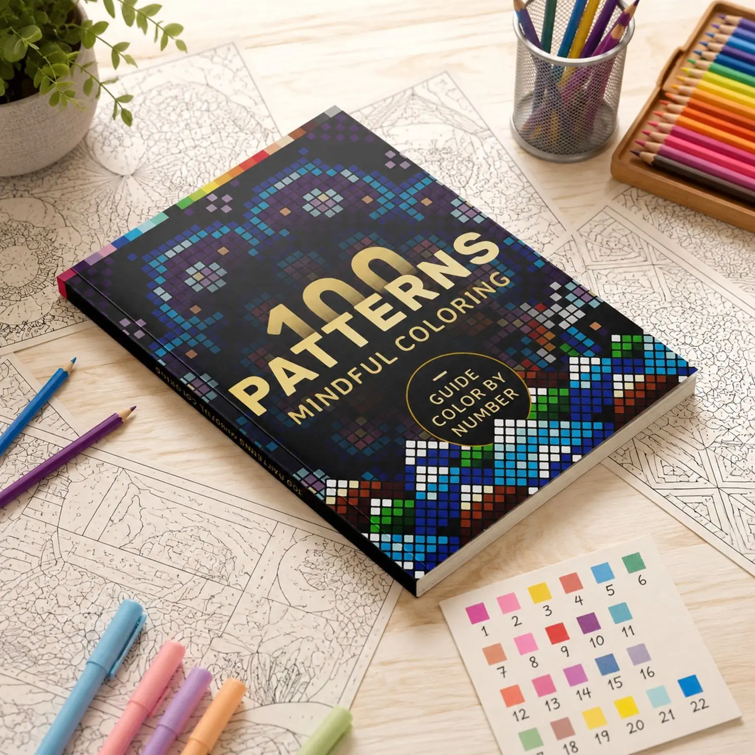 100 Patterns Mindful Coloring Book, Relaxing Adult Coloring Pages, Creative Art Therapy Activity, Perfect Gift for Stress Relief