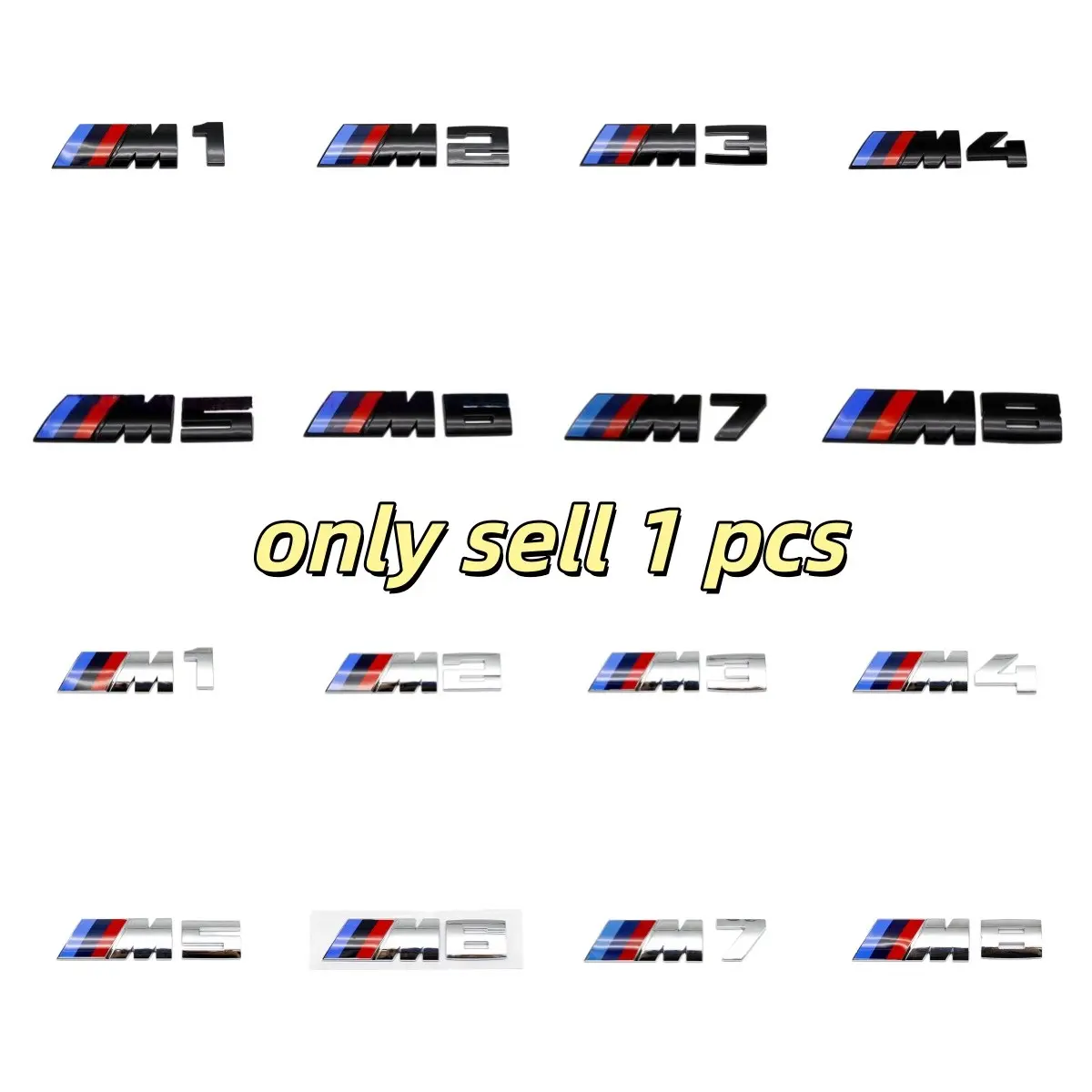 1 Pcs M Series 3D Letter Decorative Sticker, 11.5cm Tri-color Sport Badge For M1 M2 M3 M4 M5 M6 M7 M8