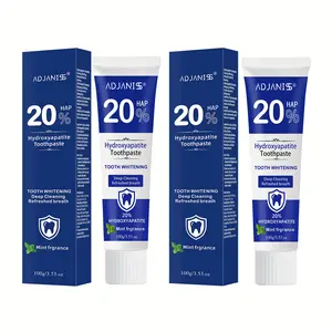 2pcs 20% Hydroxyapatite Toothpaste, Moisturizes Mouth, Reduces Odor, Fresh Breath, Fluoride-Free Gentle Care, Fluoride Free Formula, 100g, Multi-Pack