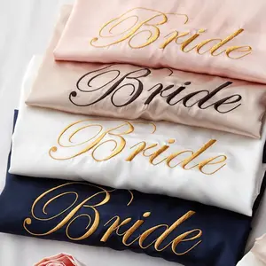 Wedding Bride Bridesmaid Robe Dressing Gown Women Bathrobe Nightgown Short Sleepwear Casual Flower Kimono Geisha M L XL