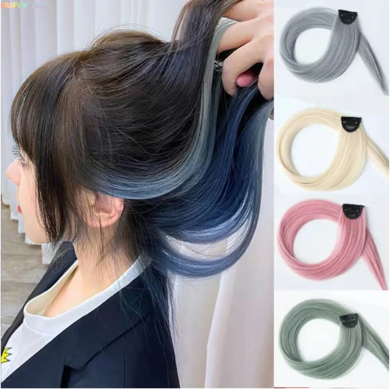 Wig piece One-piece hanging ear Filled hair extension piece Color hair piece Straight hair piece Color simulated hair homedecor