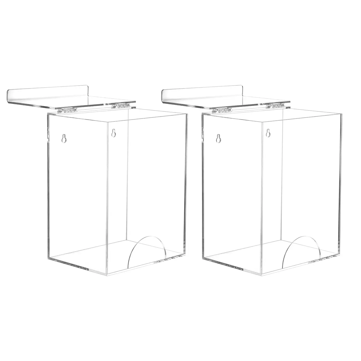 2 Pack  Dispenser for Hairnet, Laundry Pods,  Mask, Wall-Mount or Countertop, Clear Organizer for Disposable Items - Fits , Gloves, Hairnets, 8.25"H x 6.5"W x 5"D