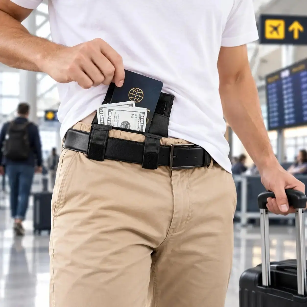 Anti-Theft Passport Pouch, Multifunctional Phone and ID Waist Pouch, Slim and Snug-Fitting Travel Document Pouch, Can Be Attached to a Belt - MM2