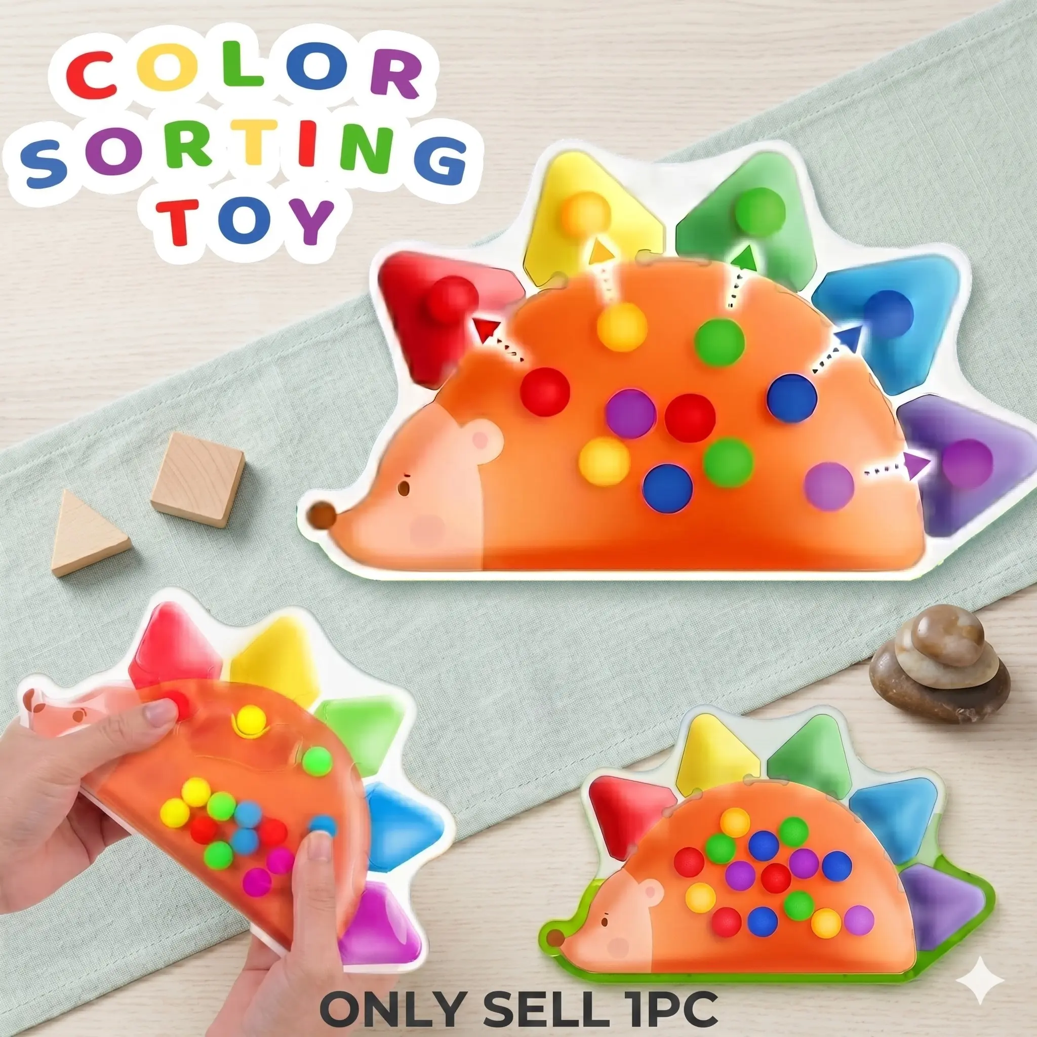Color Sorting Toy, Shape Sorter, Sensory Toy, Fine Motor Skills Game, Color Matching Preschool Learning Activity, Squishy Educational Calm Toy for Birthday, Gift for Thanksgiving, Christmas