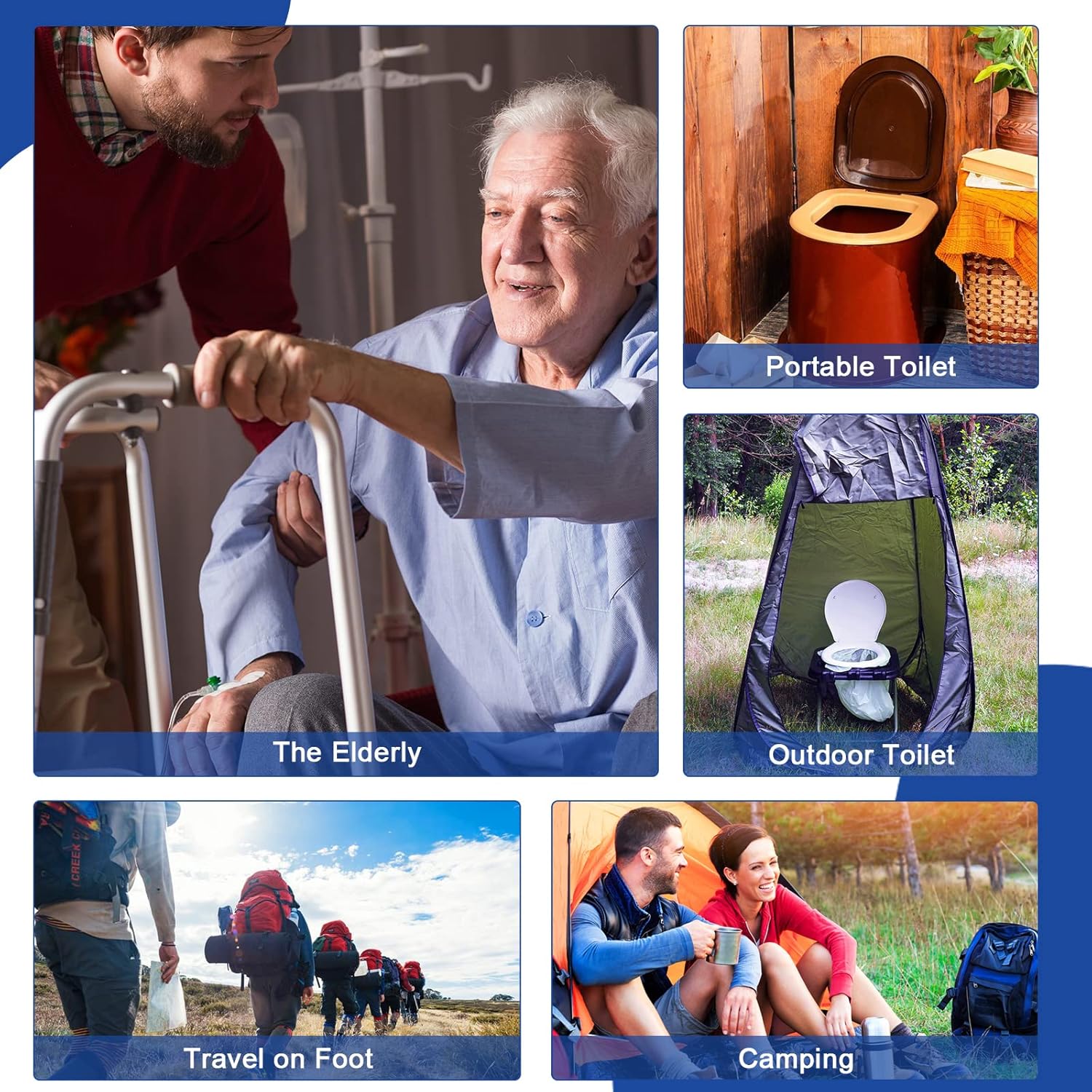 60 Pack Commode Liners with Absorbent Pads, 60 Bedside Commode Liners and 60 Commode Pads, Portable Toilet Liners for Commode Bucket| Universal Fit| Make Cleanup Simple