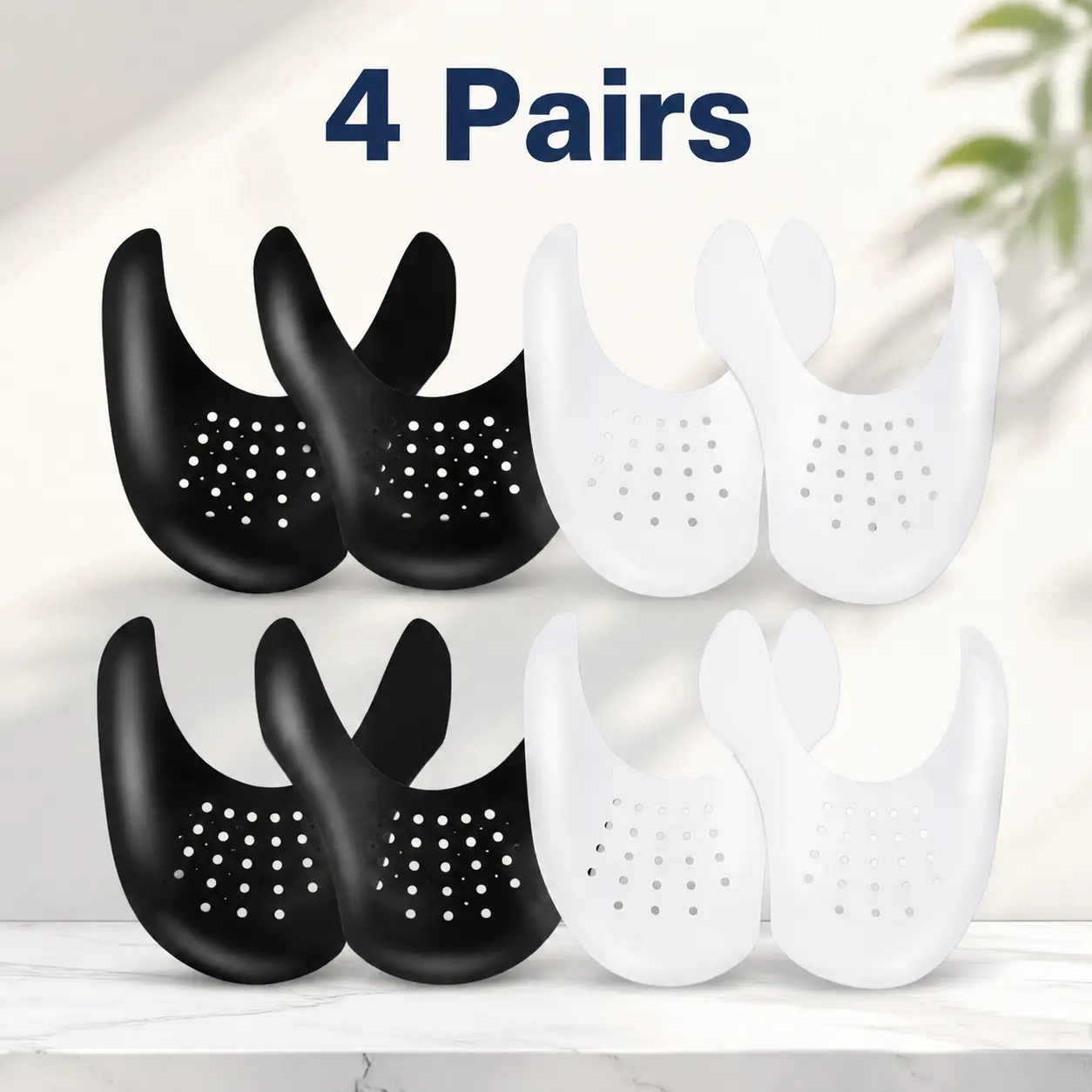 4 Pairs Shoe Crease Protectors, Anti-Wrinkle Sneaker Toe Box Guards, Shoe Shields Inserts for Men Women, Sneakerheads, Students, Athletes, Basketball, Running, Walking, Gym, Travel and Daily Wear, Compatible with AF1, Dunks and Most Sneakers