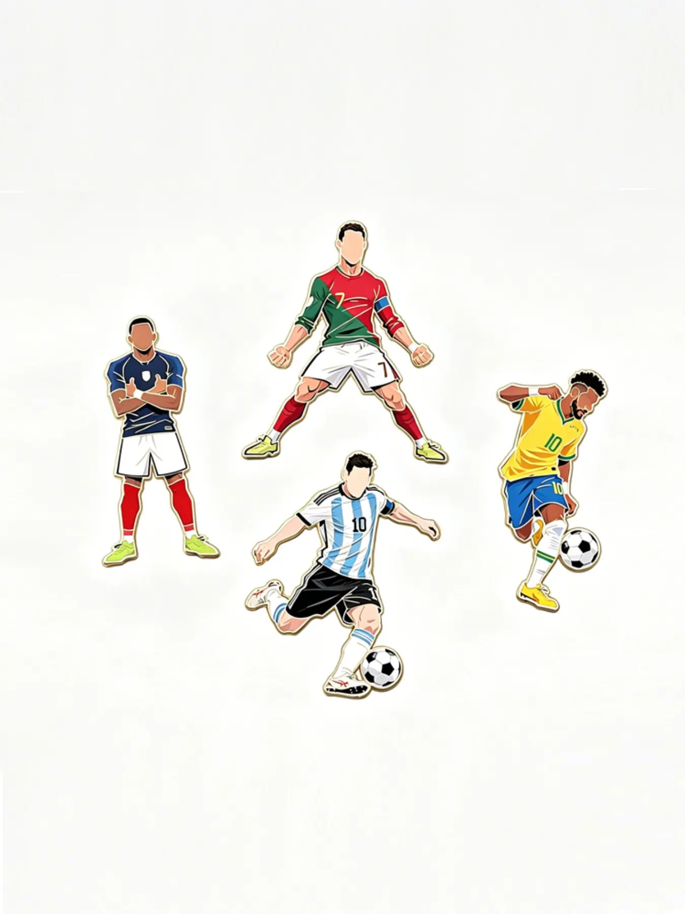 4 Piece Football Player Enamel Pins, Soccer Goalkeeper Creative Design, Punk Joker Metal Badges, Jewelry Gift for Friends, Enamel Lapel Pins
