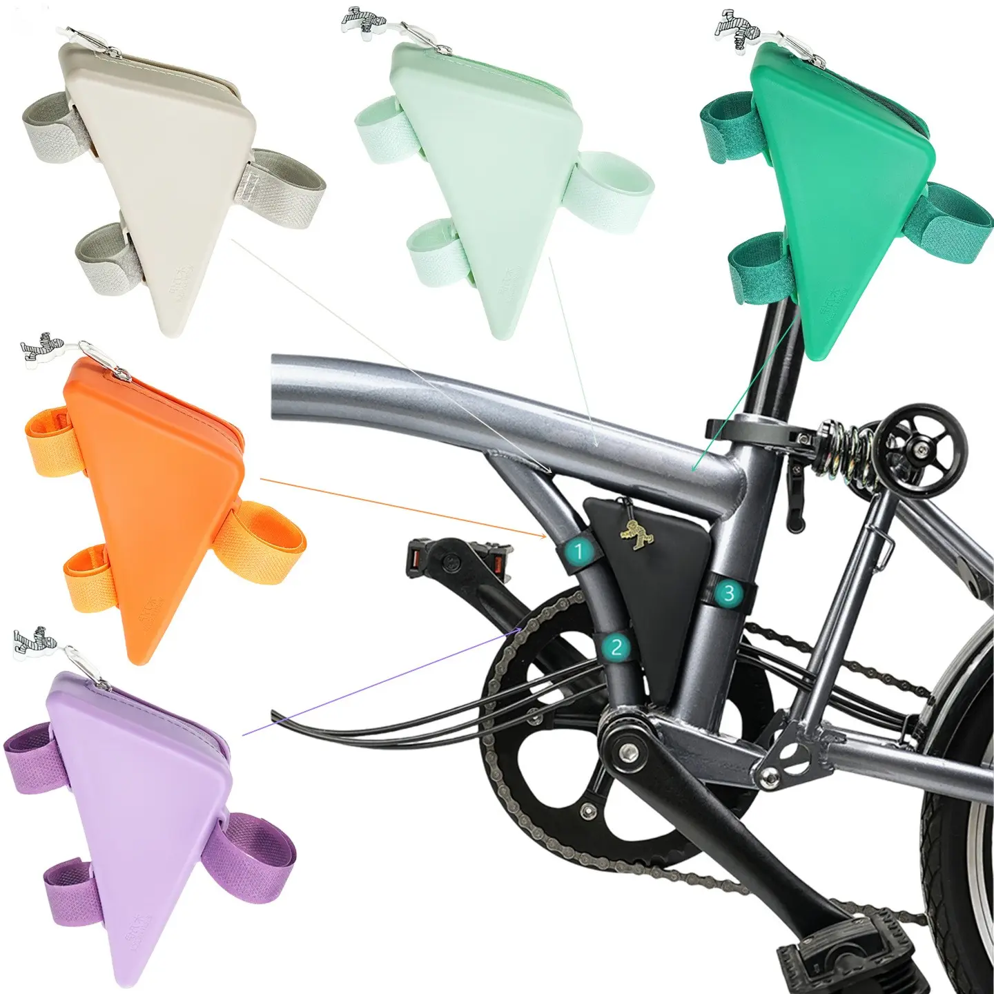 Bike Frame Bag, Soft Silicone Waterproof Bicycle Triangle Bag, Storage Pouch for Cycling Accessories, Triangle Bag Compatible With Brompton Folding Bikes and Mountain Road Bikes