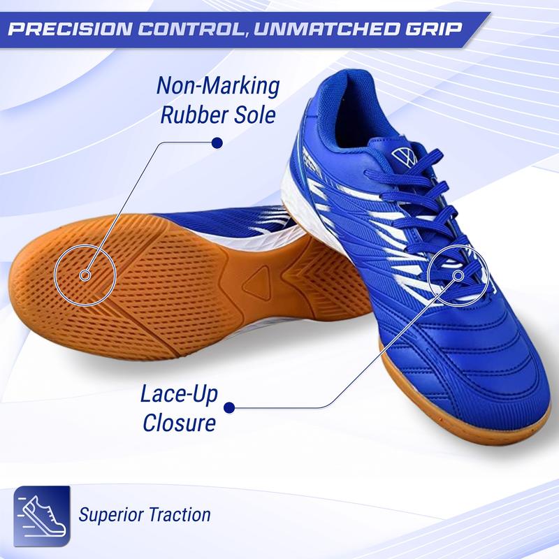 Vizari Indoor Soccer Shoes for Men and Women |   Lightweight Indoor Football Shoes with Synthetic Upper |   Non-Marking Rubber Outsole Cleats for Indoor Soccer and Futsal Surfaces