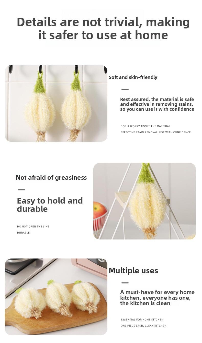 [1-3 pieces] Korean-style hand-woven garlic dishcloth, handmade non-greasy dishwashing cloth, bio-inspired vegetable cleaning cloth, cleaning cloth