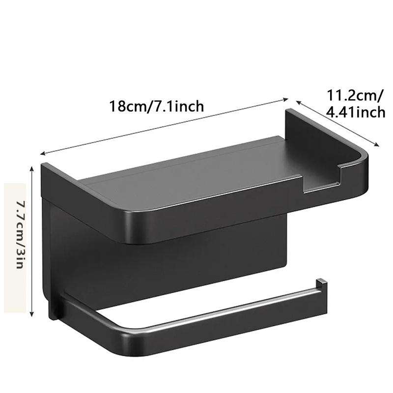 1 Piece Toilet Paper Storage Rack, Bathroom Wall-mounted Holder, Non-punching Adhesive Tissue Box Shelf, Dual-purpose Storage Rack, Mobile Phone Holder, Toiletry Organizer Bracket, Bathroom Supplies