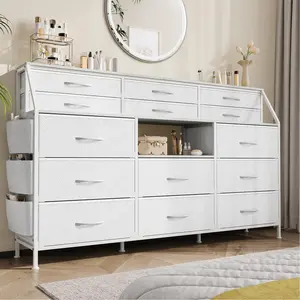 GARVEE14 Drawer Dresser and 54-Inch TV Stand with Built-in Power Outlets and LED Lighting - Multi-functional Storage and Entertainment Furniture
