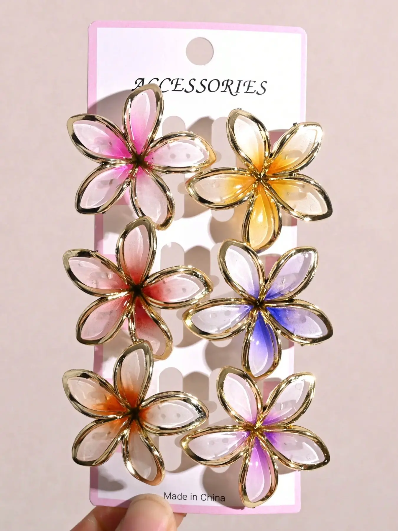 6 Pcs Colorful Flower Hair Clips, Vibrant Floral Accessories, No Paper Cards Included, Perfect for Stylish Hairstyles, Ideal Gift Idea