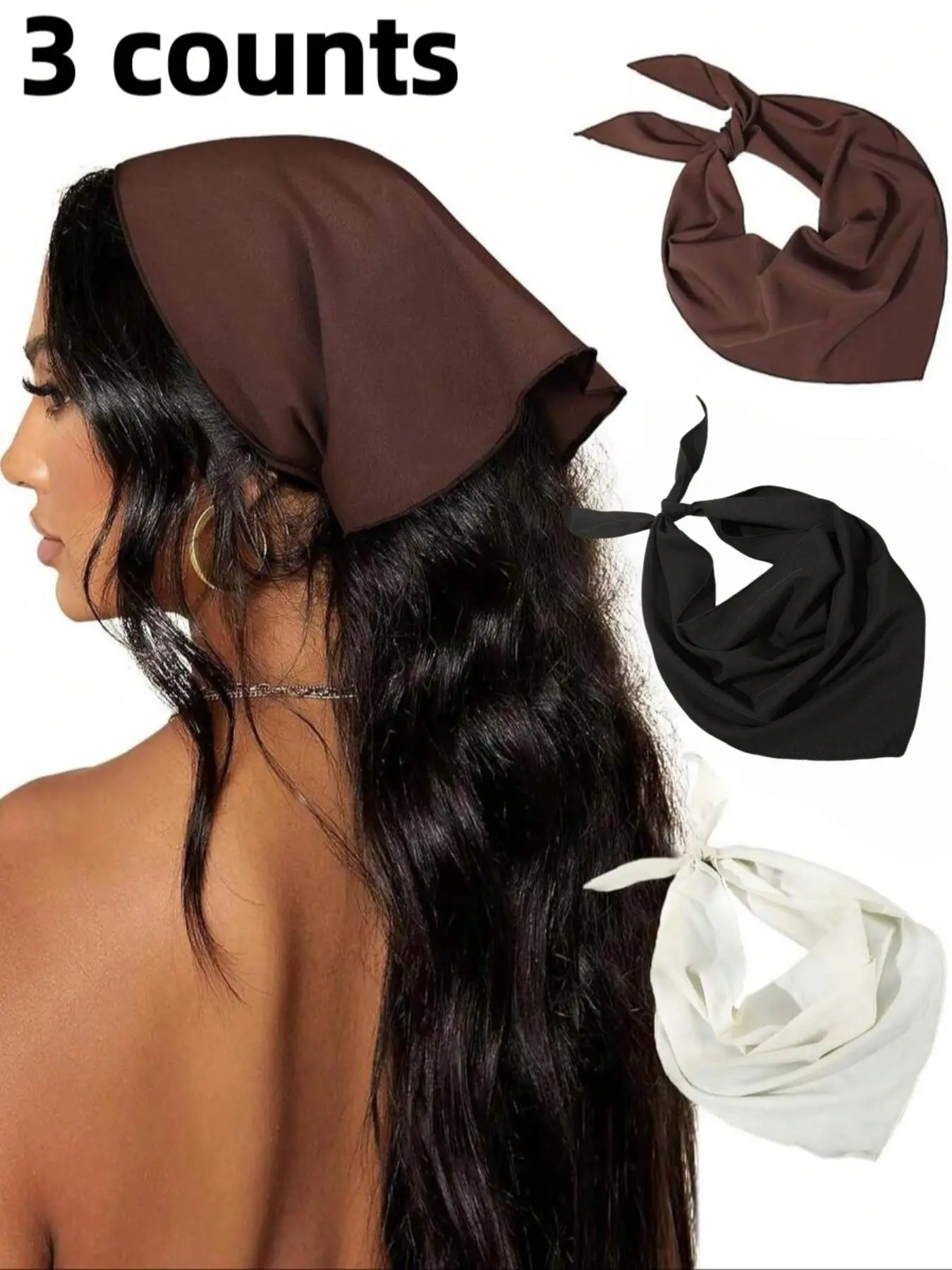 1pc/3pcs Bohemian Solid Color Triangular Boho Style Scarf Headband, Fashion Hair Scarves, Photo Shoot & Sun Protection Hair Wrap Women Bandanas Winter Hair Accessories Women Hair Band Summer Vacay Boho Accessories Hairwraps Headscarf