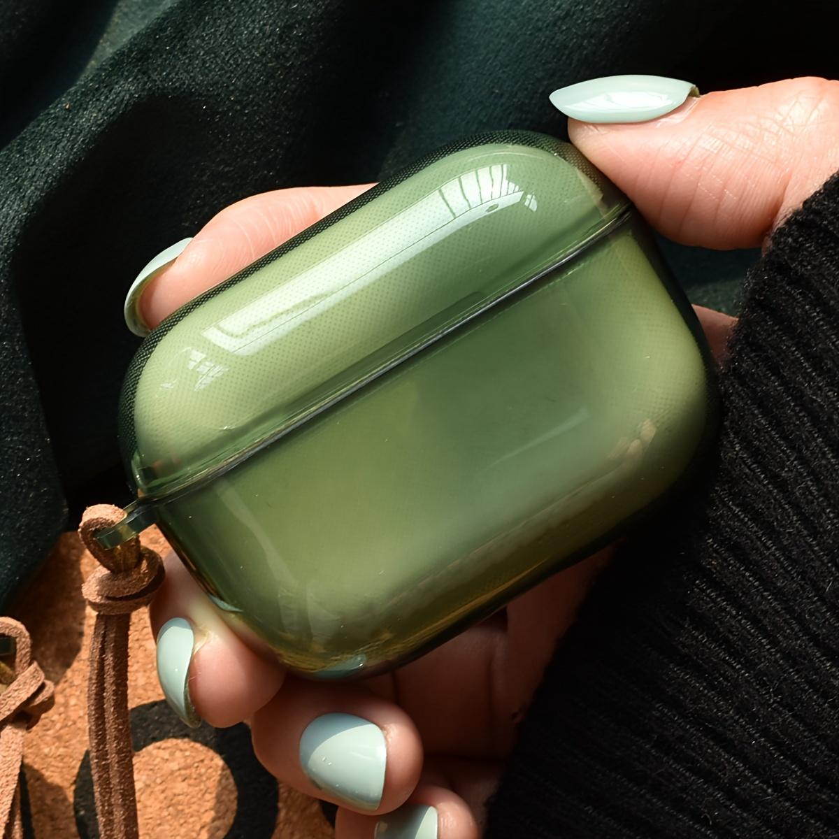 1pc Morandi Color Solid Translucent Green Dark Green Minimalist  Full-Cover Anti-Drop Leather Strap  Case