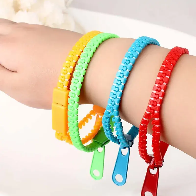Unisex Nylon Adjustable Zip-Up Bracelets - High-Quality, No Battery Needed, Phthalate-Free Sensory Anxiety Relief Fidget Toys with Adjustable Fit for 3-4 Years Olds, School & Birthday Party Favors