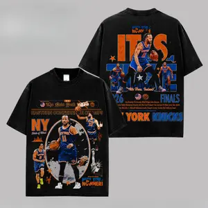 'We here, Indeed' Knicks Basketball Team - Finals 2026 Graphic Premium Cotton T-Shirt For Knicks Nation, Knicks Basketball Fans Apparel, Jalen Brunson Fans Basketball Streetwear Tee, Gift For Basketball Fan Graphic Tee