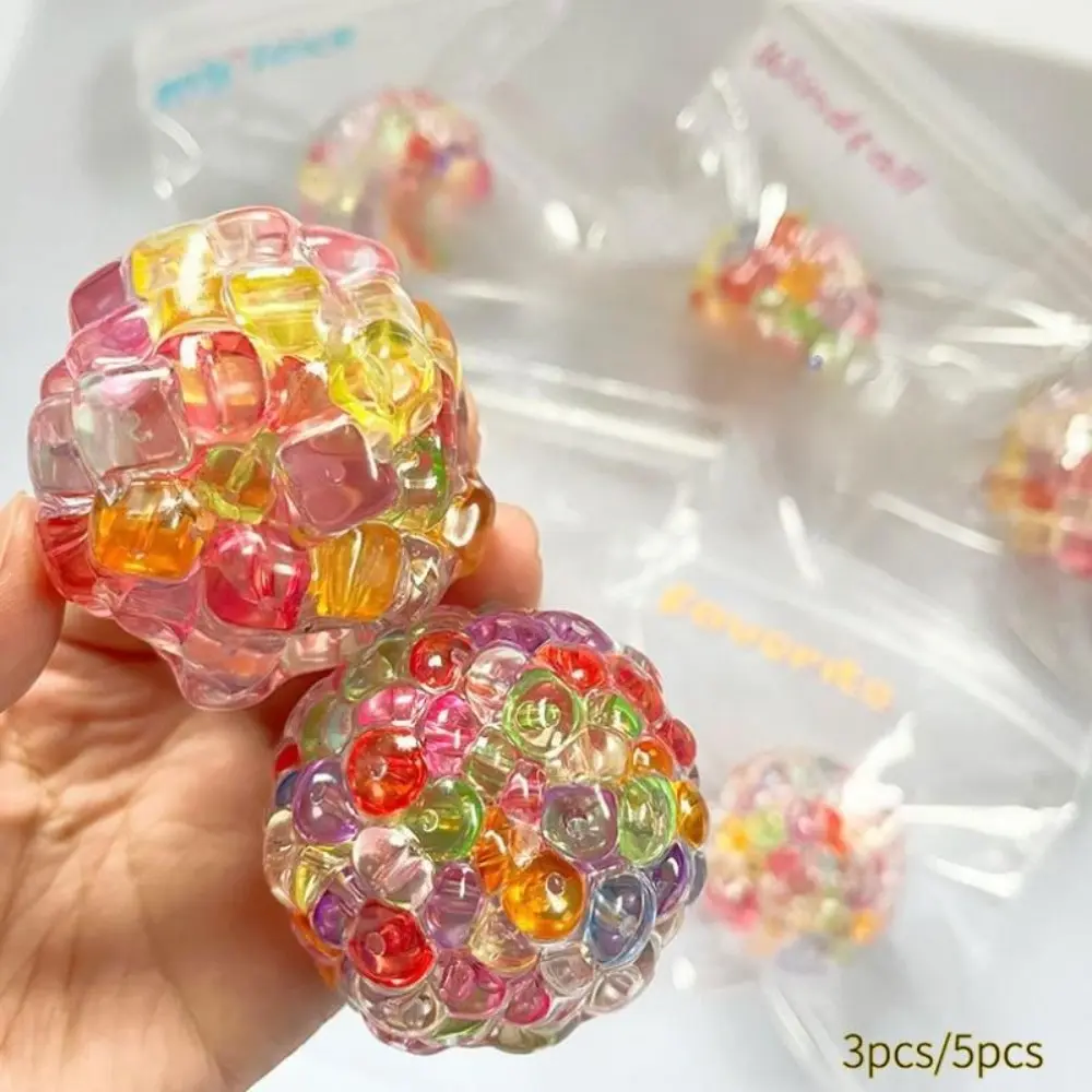 Popping Bubble Squishy Stress Ball, 5 Pack Random Colors, Crunchy Bead Squeeze Toy, Sensory Relief Ball, Handmade Pop Pop Bubble Ball for Anxiety Relief, Creative Fun Toy, Birthday Gift, Easter Basket Stuffers