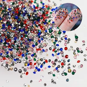 Sparkly Pixie Dust Nail Rhinestones Set – 1440Pcs 1.2mm Micro Transparent Multicolor Double Point Pointed Back Crystal Diamonds Tiny , Bling Nail Art Charms for Manicure, Festival Face Jewels, DIY Handcraft Decoration