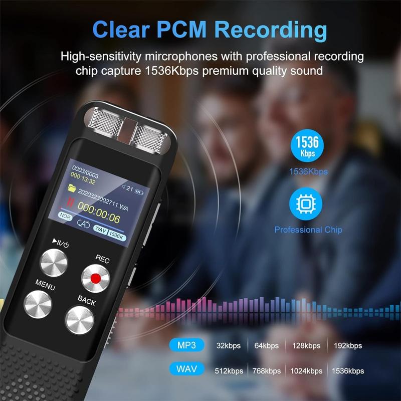 136GB Digital Voice Recorder: Voice Activated Recorders with Playback, Audio Recording Device For Lectures,Meetings | Portable Tape Recorder with Password | USB