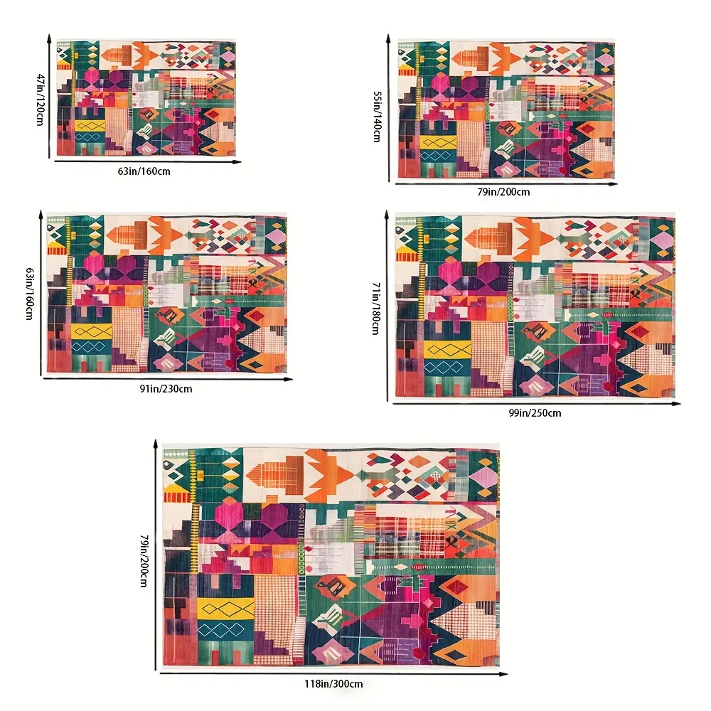 Imitation cashmere + washed imitation cashmere on the back, weighs 1200 grams per square meter, thickness 8.6 millimeters. 1 piece, fashionable and creative geometric pattern imitation cashmere mat: machine washable, suitable for office, living room carpe