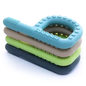 4 Pack Sensory Toys for Kids Babies Toddlers, P Shape Baby Teething Toys for 3-12 Months Oral Motor Stimulation, Silicone Sensory Chew Toys for Autistic Children, Chewy Necklaces for Kids Adults