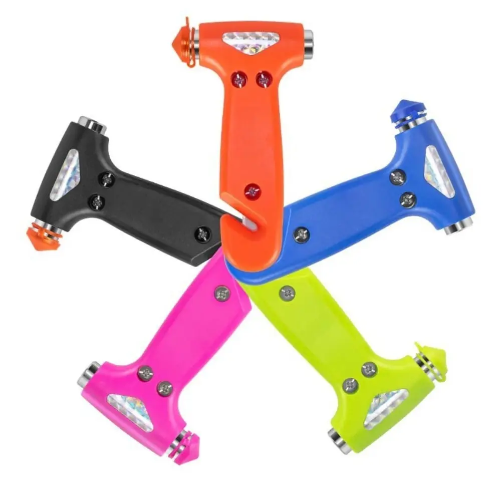 Multifunctional Car Emergency Escape Hammer 13cm, ABS Non-Flint Window Breaker with Hidden Seatbelt Cutter, Portable Safety Rescue Tool for Travel & Household Emergency