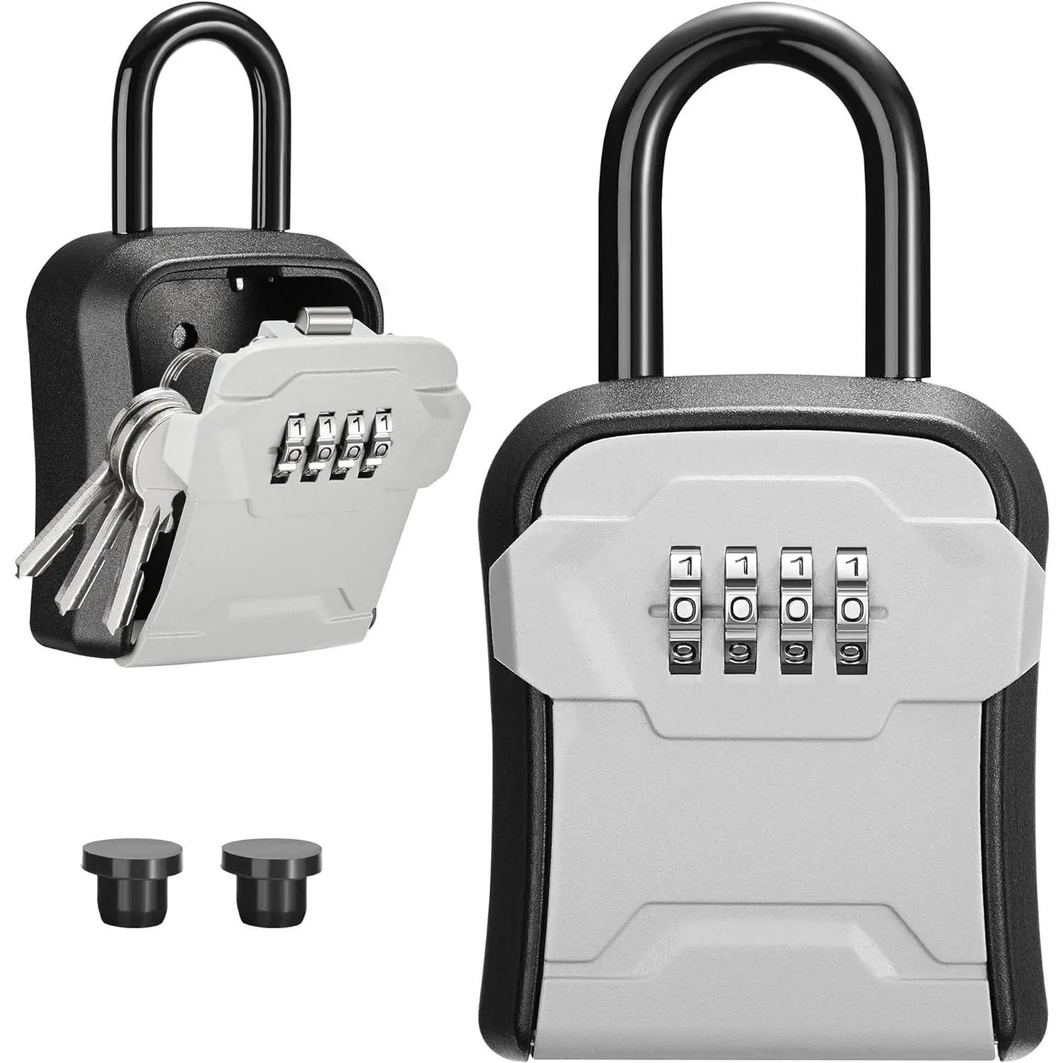 Lock Box, Key Lock Box Wall Mount & Portable Combination Lockbox with Resettable Code, Security Lockbox for Outside House Keys, Apartment Realtors Spare Keys Storage (1 Pack, Gray)