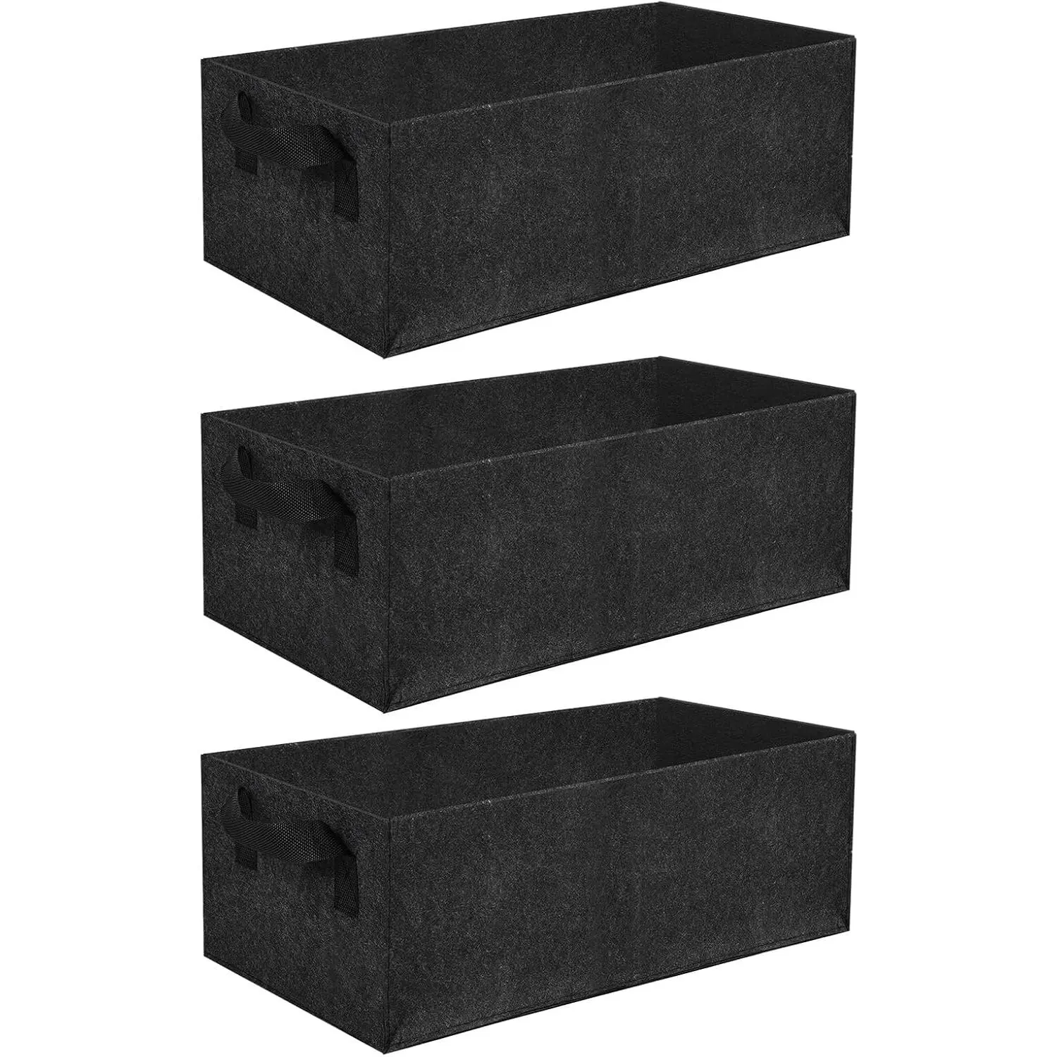 3-Pack Breathable Fabric Plant Grow Bags, 400GSM Heavy-Duty 36L/9.5Gal 60x30x20cm Raised Garden Bed Pots with Handles for Vegetables, Flowers, 60X30x20 Cm