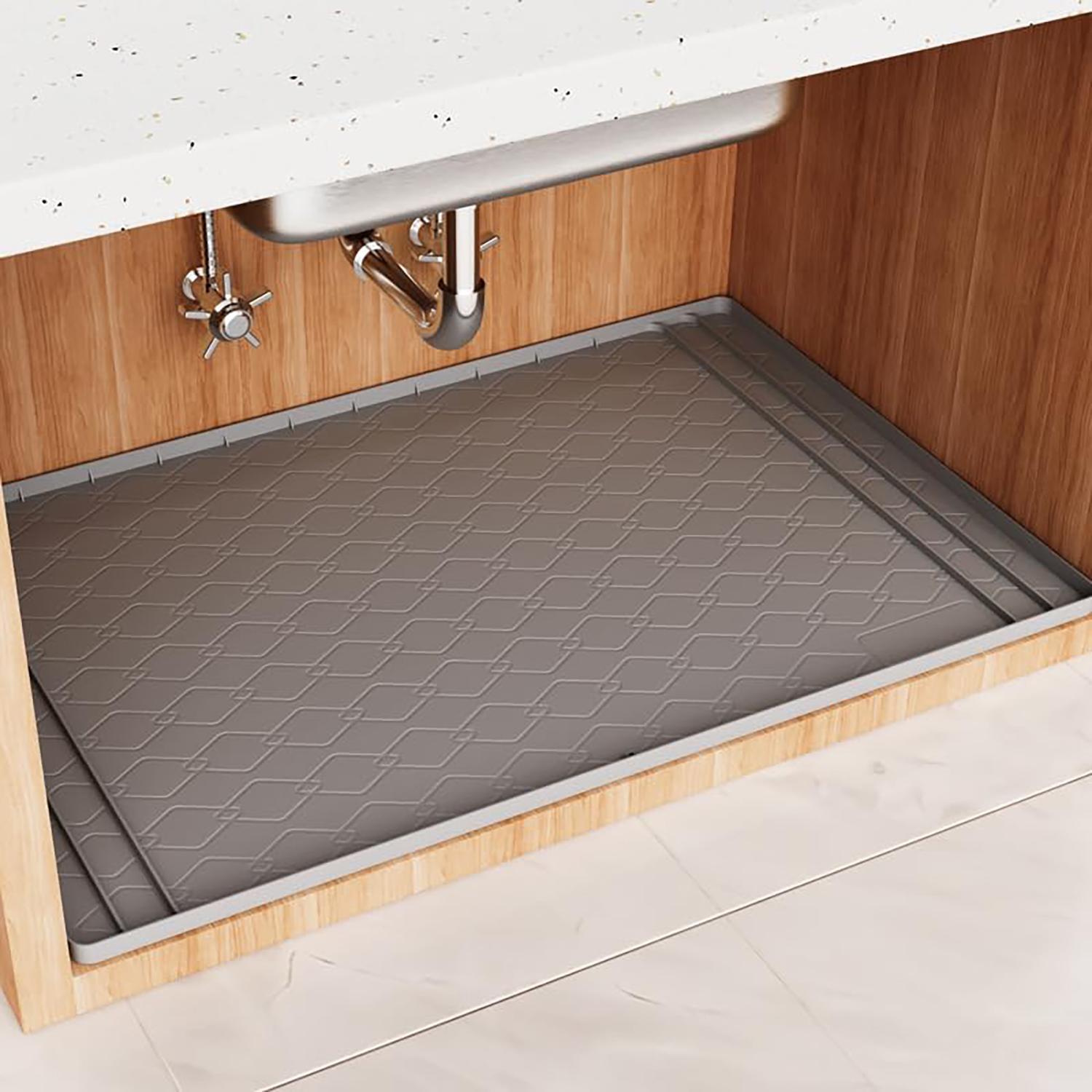 Silicone Under Sink Mat, Kitchen Sink Mat, Shelf Liner and Cabinet Protector, Waterproof Bathroom Tray, Home Organizer