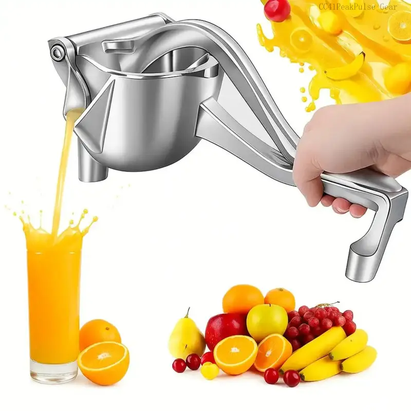 Easy Press Hand Juicer Durable Aluminum Orange & Fruit Juice Extractor with Non-Slip Grip Perfect for Home Kitchen Use Manual Squeezer for Oranges Lemons Pomegranates Grapes Tomatoes CucumbersCC41PeakPulse Gear
