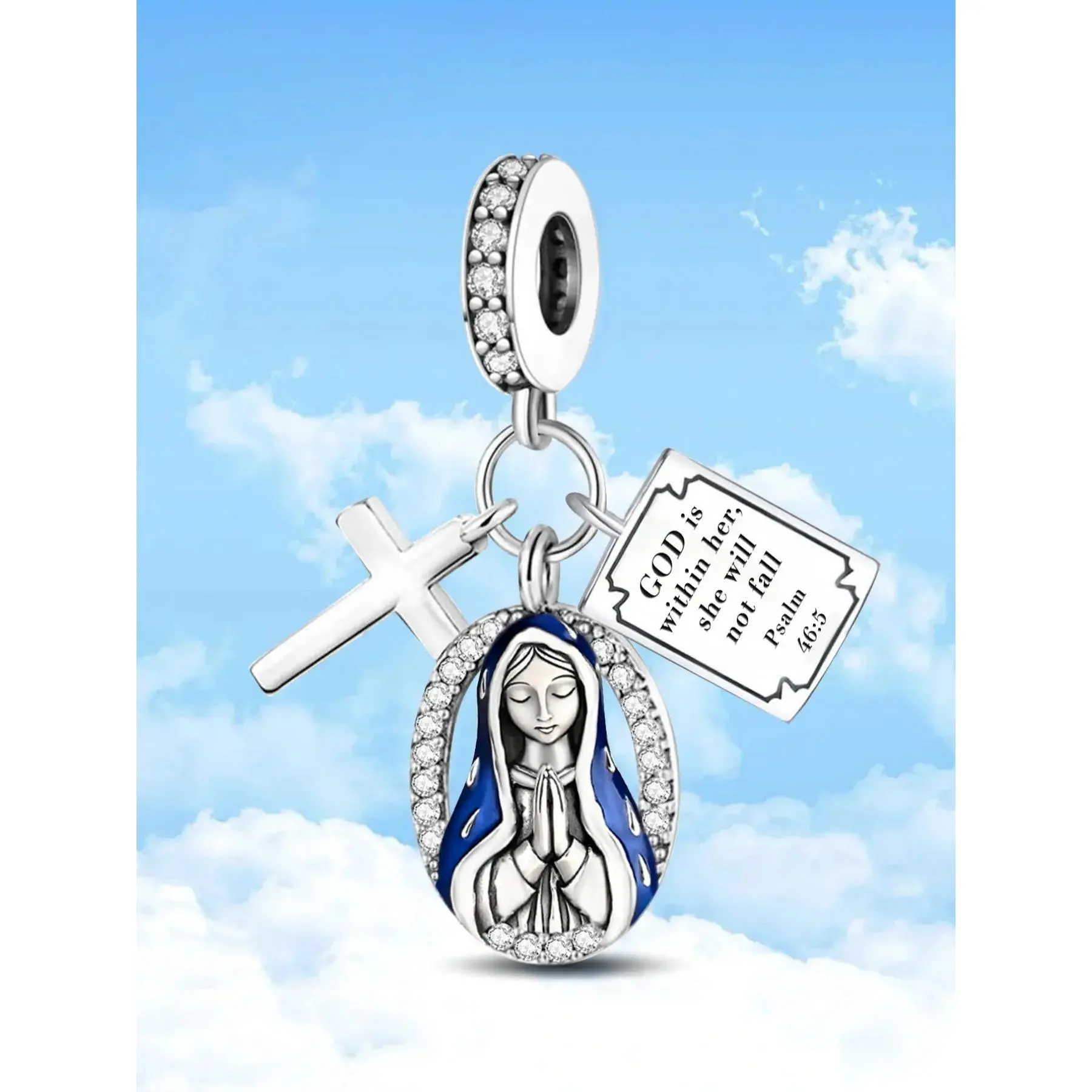 Religious Beliefs Charm Pendant, Fashionable Charms for Bracelets Making, DIY Women Jewelry Accessories for Bracelets Making, Ladies Daily Wear Decoration, Heart Cross Charm, Religious Jewelry Gift, Cross Bead Charm