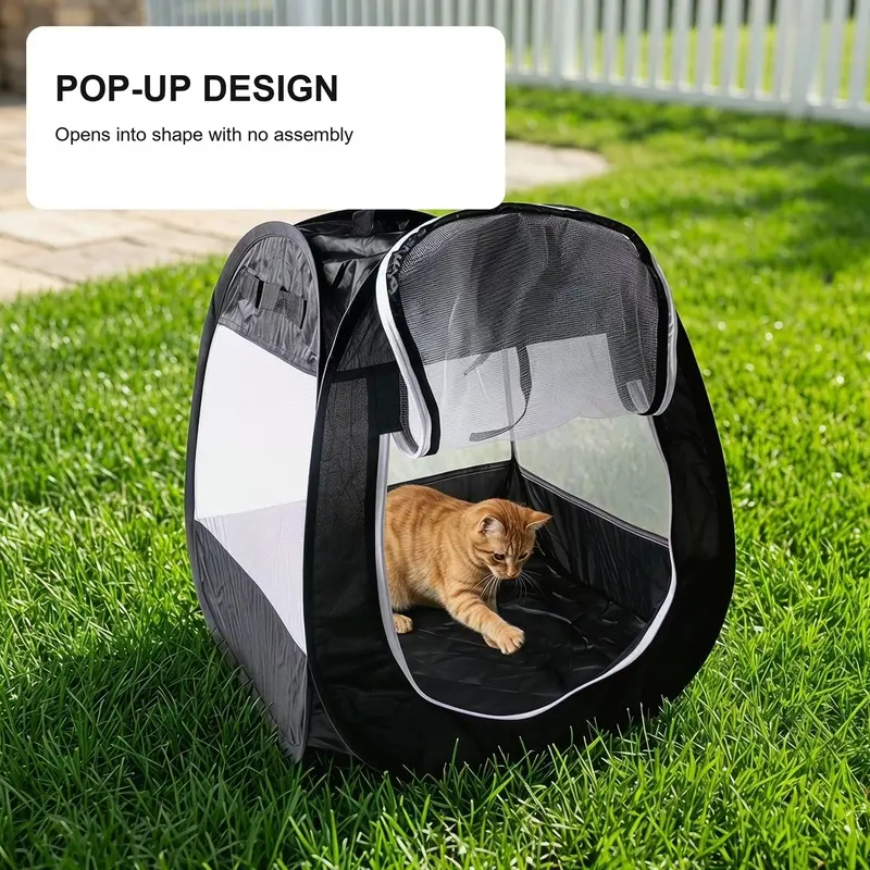 Foldable Mesh Pet Tent for Cats and Small Dogs, Pop-Up Indoor and Travel Enclosure