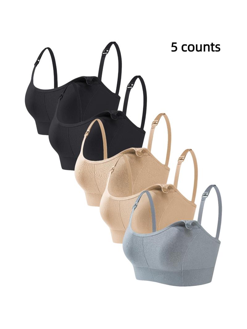 Women's Solid Detachable Adjustable Strap Nursing Bra Set, Front-Closure Bra, Soft Comfortable Breathable Pregnancy Maternity Bra, Maternity Clothing, Maternity Lingerie Women's Solid Detachable Adjustable Strap Nursing Bra Set, Front-Closure Bra, Soft Comfortable Breathable Pregnancy Maternity Bra, Maternity Clothing, Maternity Lingerie