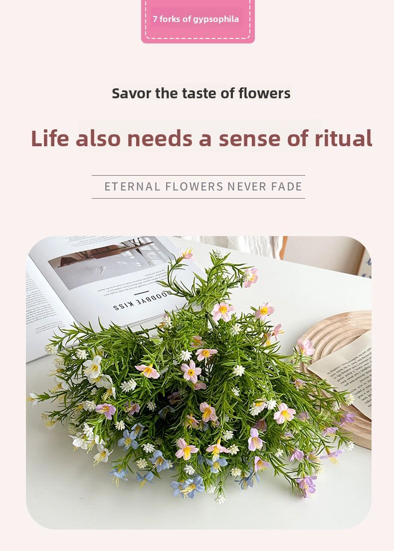 7-branch artificial baby's breath flowers for wedding hall floral arrangements, small bunches of artificial plants for home decoration