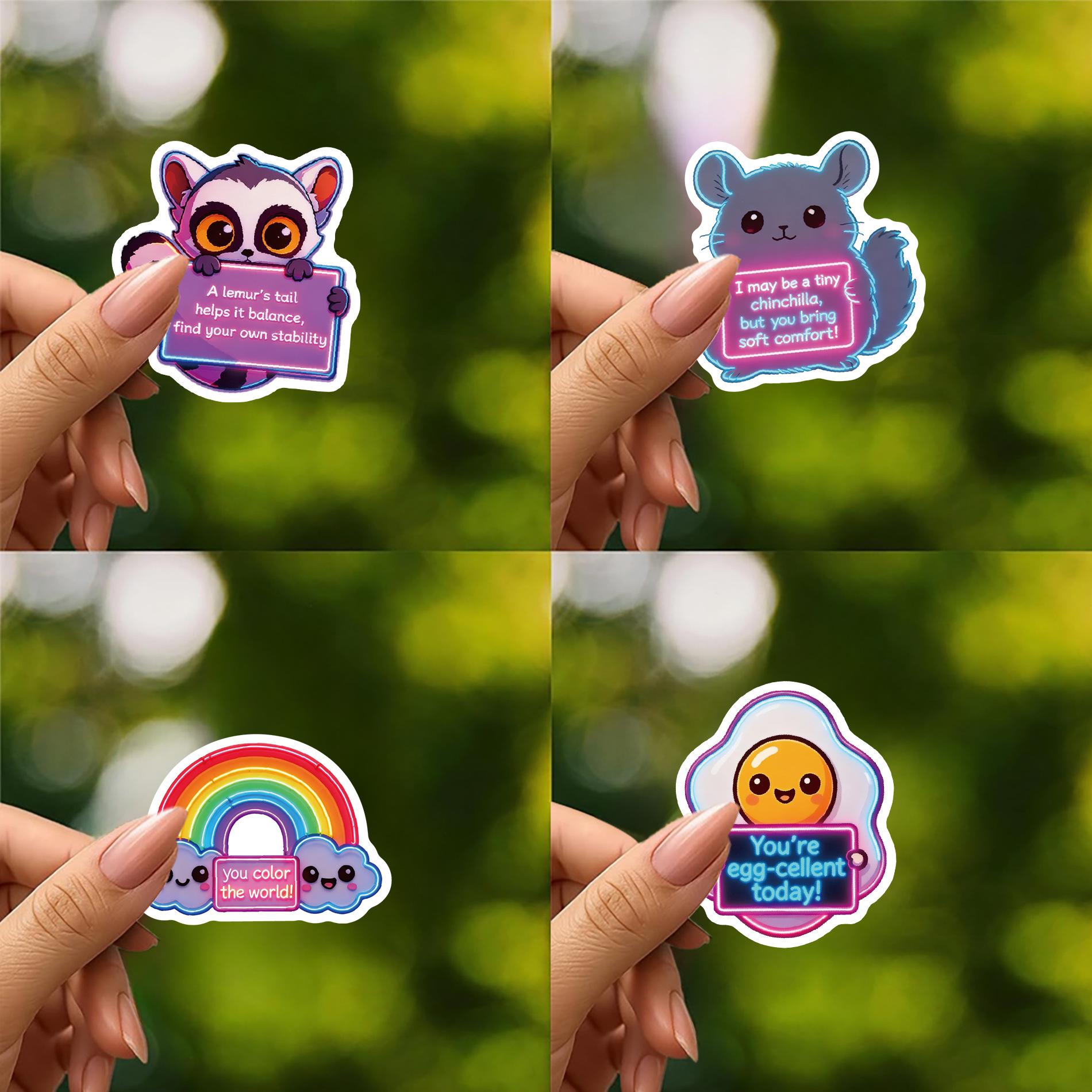 200Pcs Emotional Support Animal Stickers, Neon Funny Motivational Vinyl Decals Bulk for Laptop Water Bottle, Mental Health Inspirational Gifts for Teens Adults The ultimate mental health sticker haul!pure neon positivity to share with your besties!