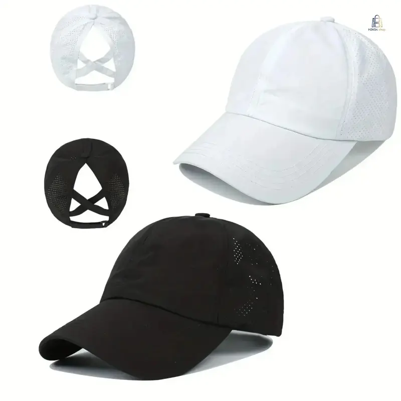 Women's Quick-Dry Ponytail Baseball Cap - Unisex Outdoor Mesh Panels Hat, Adjustable Velcro, 80% Nylon 20% Polyester, Ponytail Hole, Lightweight Cooling for Running/Hiking, 1-size Fit for Outdoor Activities
