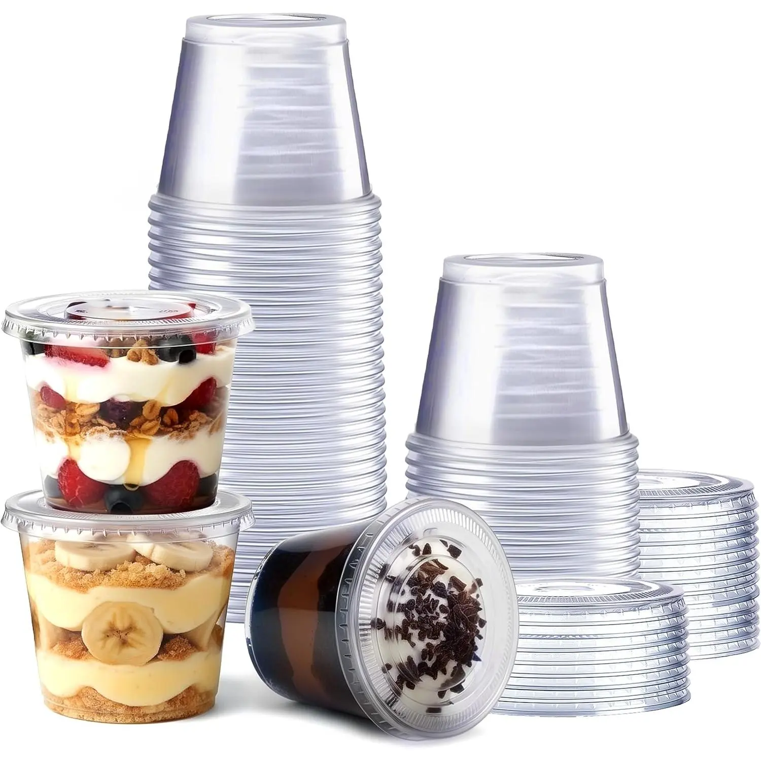 [5.5 oz. - 50 Count Clear Disposable Plastic Portion Cups with  - Souffle Cups, Clear Jello Shot Containers With   for salad Dressing and  - (Formerly Comfy Package)