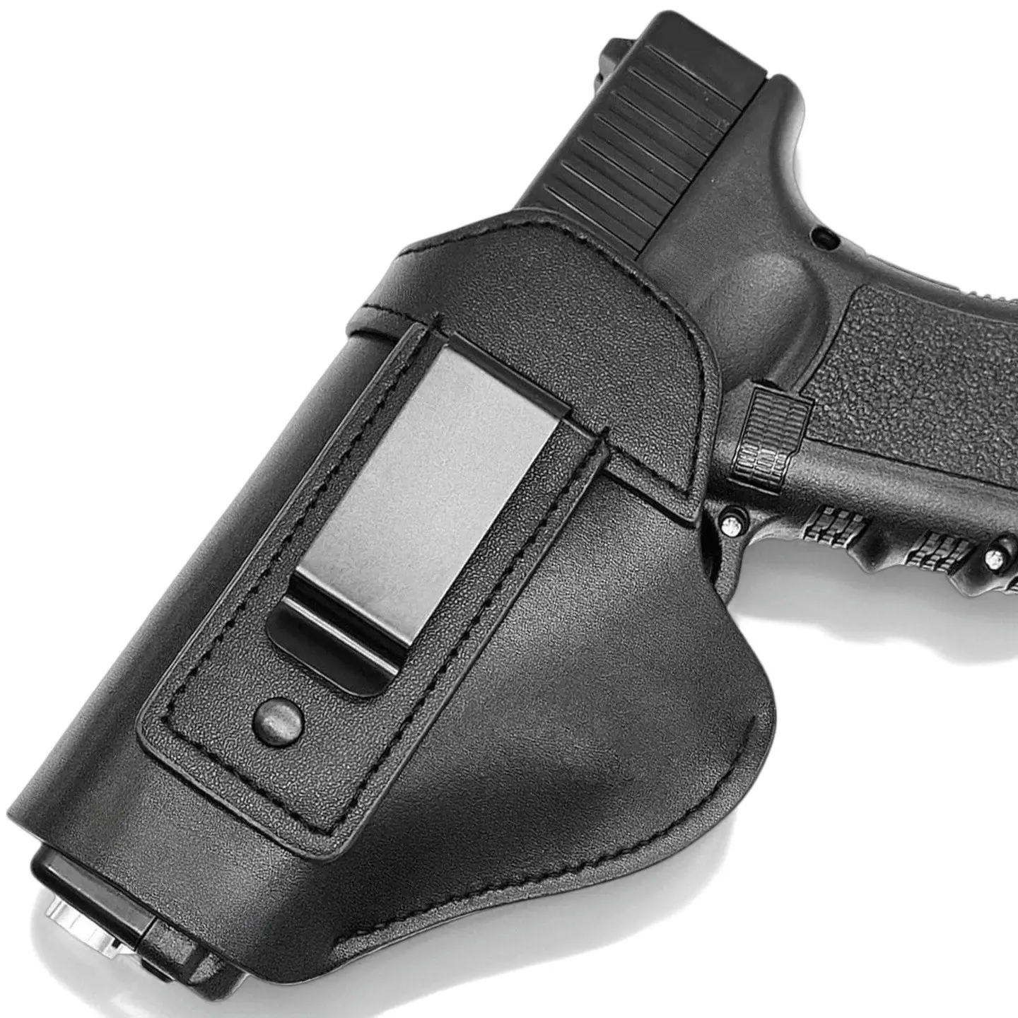 IWB Leather Holster for Glock 19/23/26/42/43X, Taurus G2/G2C/G3C, Concealed Carry Gun Holster Fits Sig P365 P320 Springfield M&P 9mm Shield Universal Leather Gun Holster for Most Size Pistols