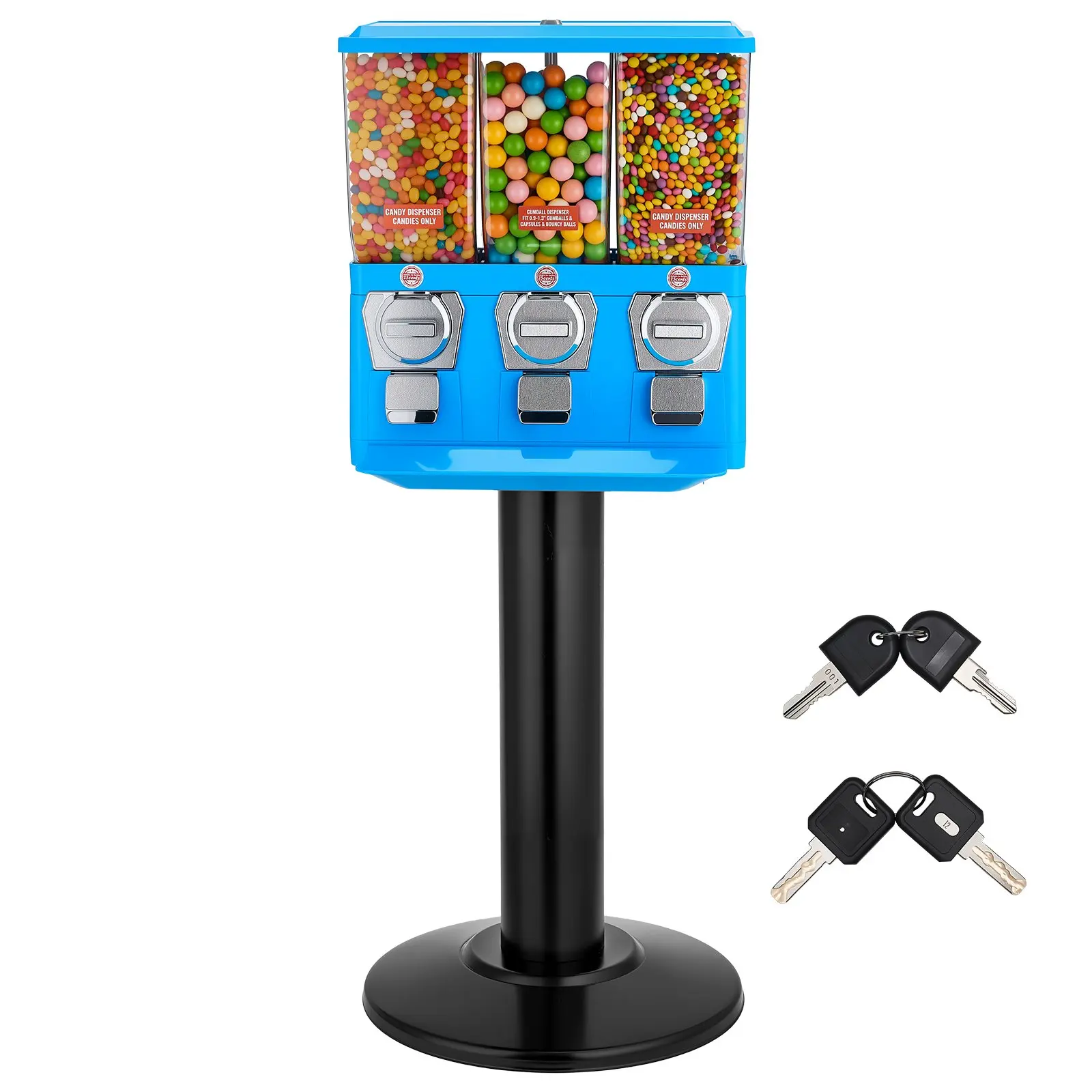 【DealsForYouDays】VEVOR Candy Vending Machine, Triple Compartment Candy Vending Machine with Stand, Gumball Candies Vendings Machines with Built-In Cash Box, Detachable, Vintage Candies Dispenser for Shops, Arcades