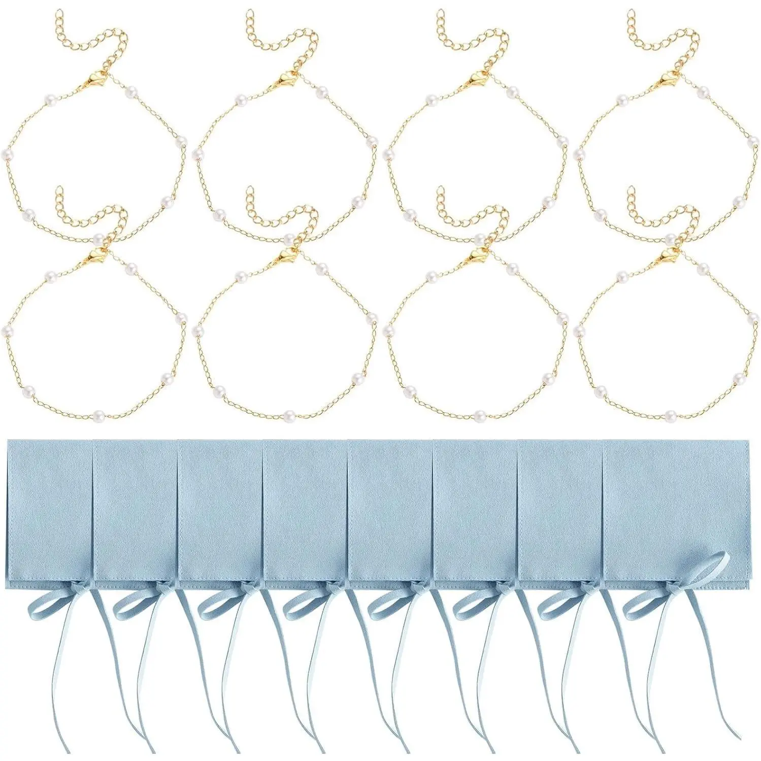8 Set Bridesmaid   Bracelets with  Pouches | Bridesmaids  Bracelets  Set for Wedding Day Bridal Shower Party Favor