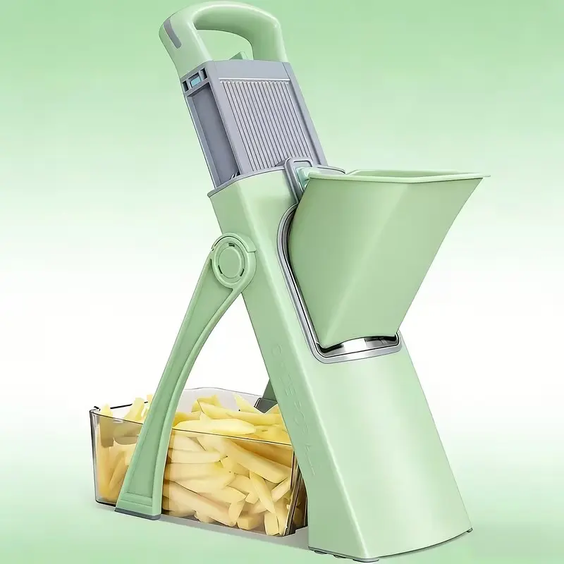 Safe Mandoline Vegetable Slicer and Chopper, All-In-One No Blade Change, Large Capacity, Detachable Blades, Kitchen Gift for Home Cooks