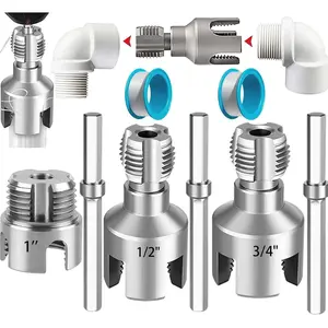 3 count Integrated Pvc Pipe Threader Tool - 1/2" & 3/4" & 1" -Function Internal External Pipe Threading Tool for Water Pipe, Duty Pipe Thread  Tool Set-Electric Drill Compatible Heavy