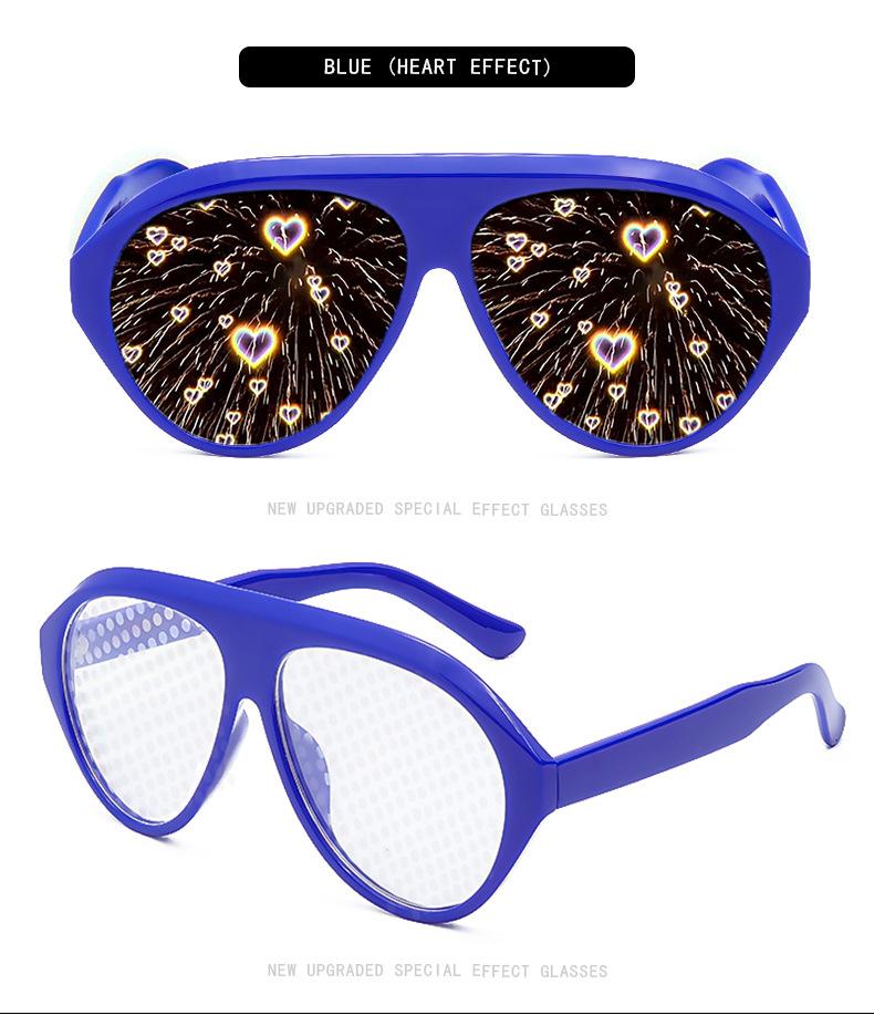 2026 Diffraction Glasses Fireworks Effect Sunglasses for Women Men, Light Show Special Effect Shades, Trendy Party Eyewear for Bar Rave Festival Nightclub Events