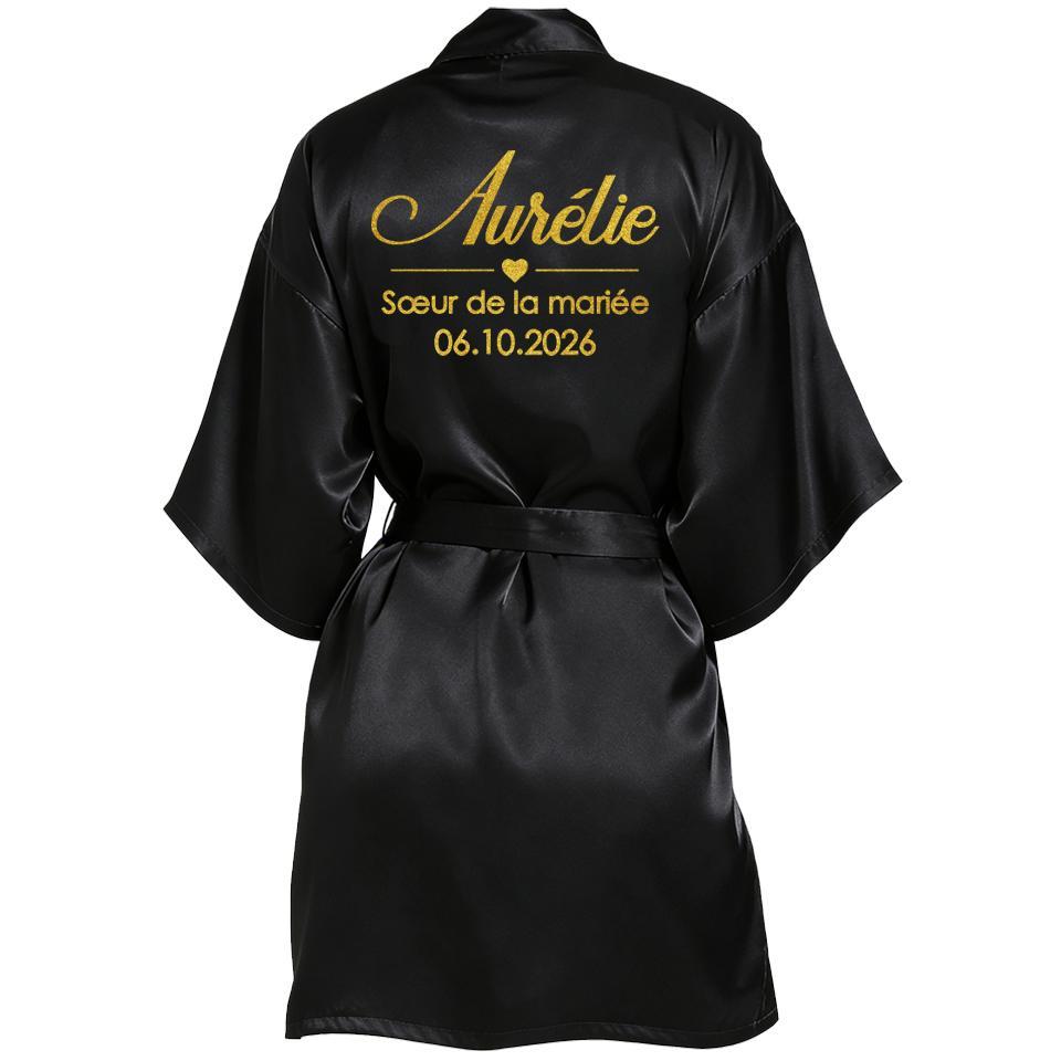 Personalized Name and Date Robe Bride Bridesmaid Bathrobe Birthday Party Gown Add Any Text Robes