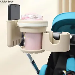 Universal 3-in-1 Stroller Cup Holder with Phone Holder, Baby Stroller Organizer for Drinks & Essentials, Travel Accessory for Walking, Shopping & Daily Use